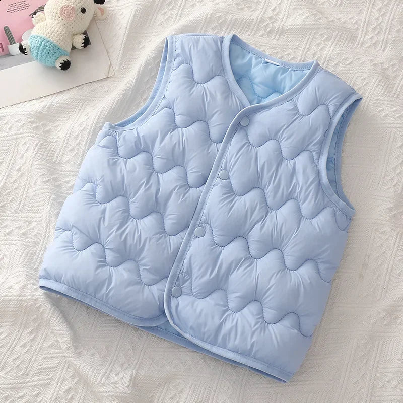 New Children Warm Cotton Vest Fashion Solid Boys Girls Baby Toddler Autumn Winter Waistcoats Casual Versatile Kids Clothing Tops