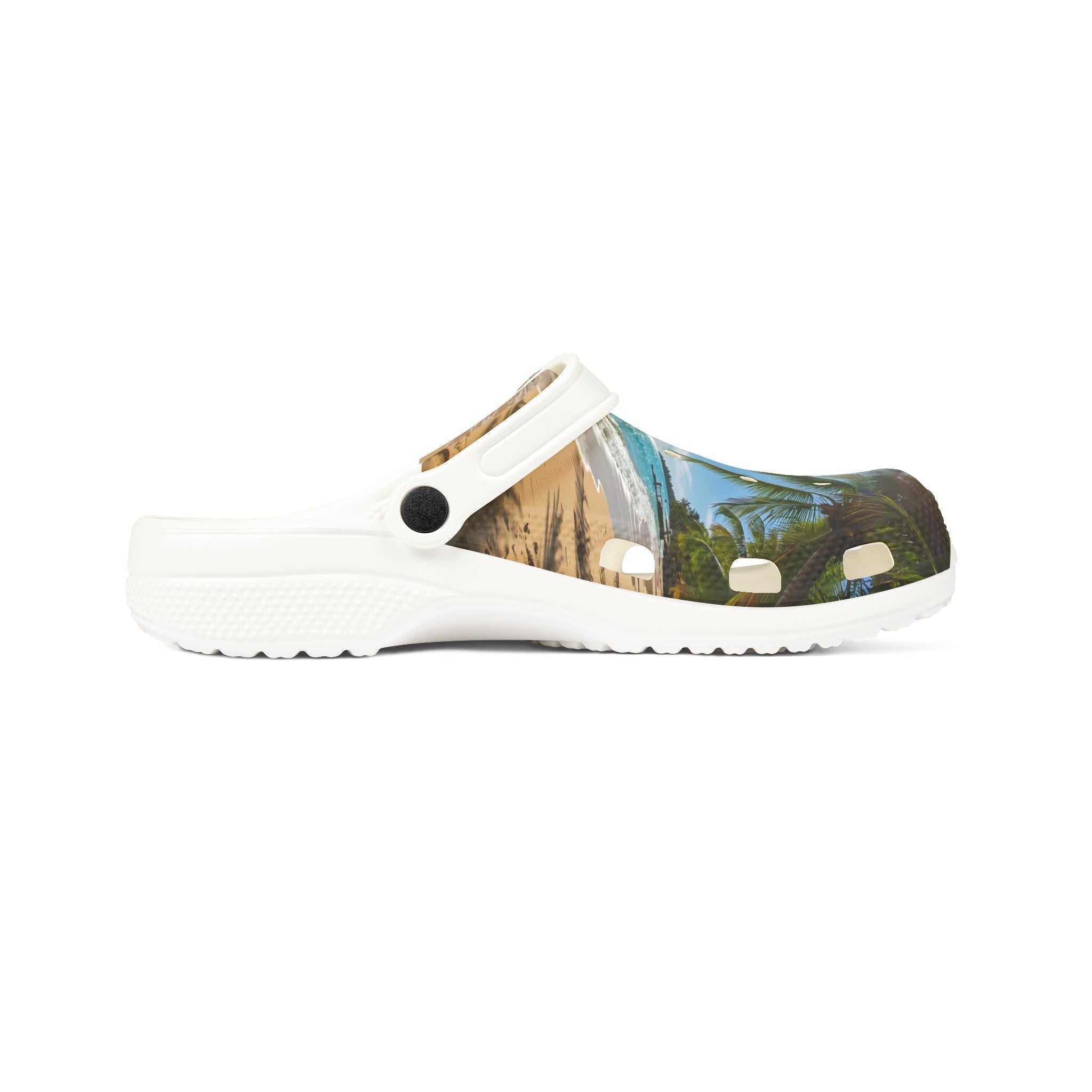 Beach Scene EVA Foam Clogs – Tropical Palm Beachprint Slip-On Shoes