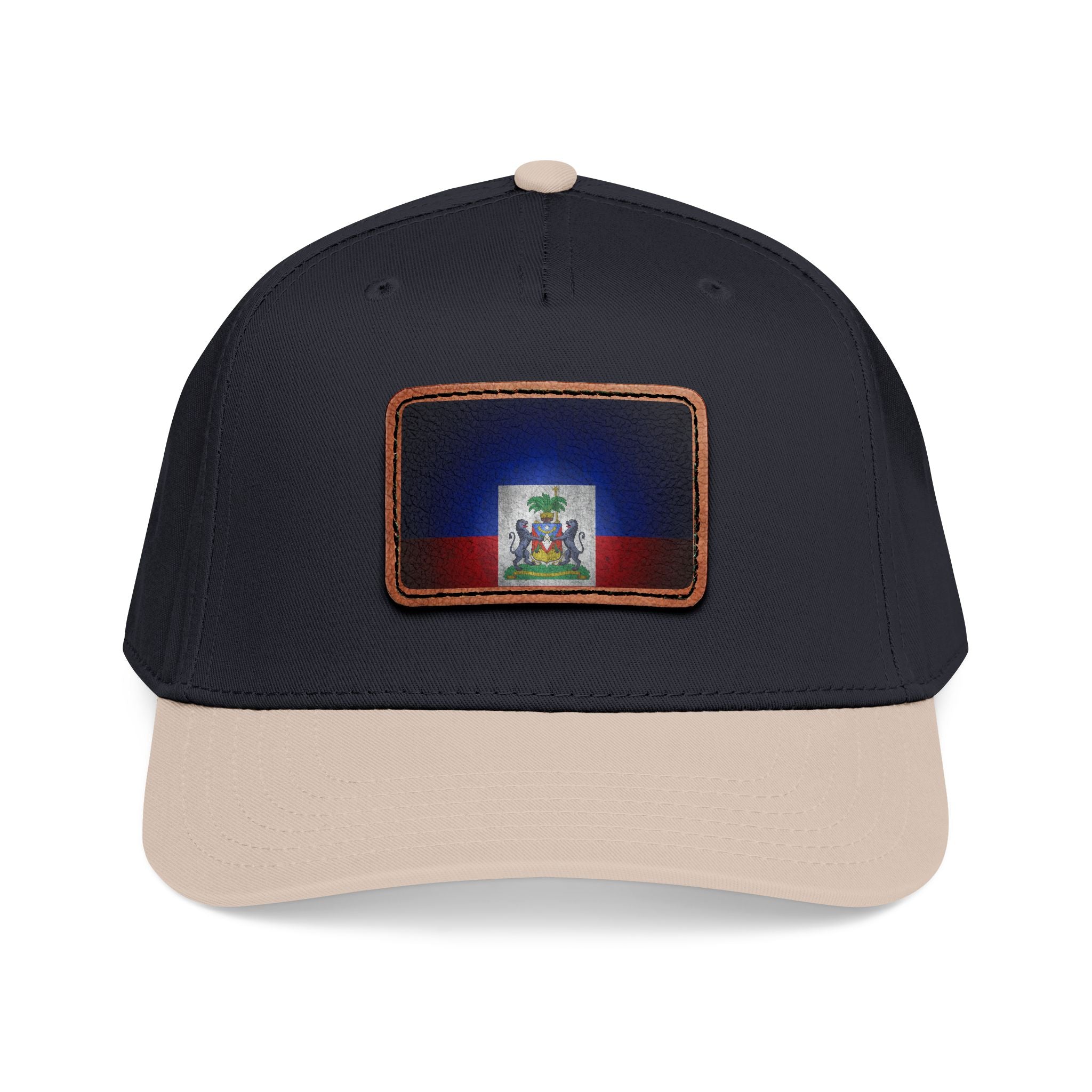 Haiti Flag Leather Patch Baseball Cap – Mid Profile Trucker Hat