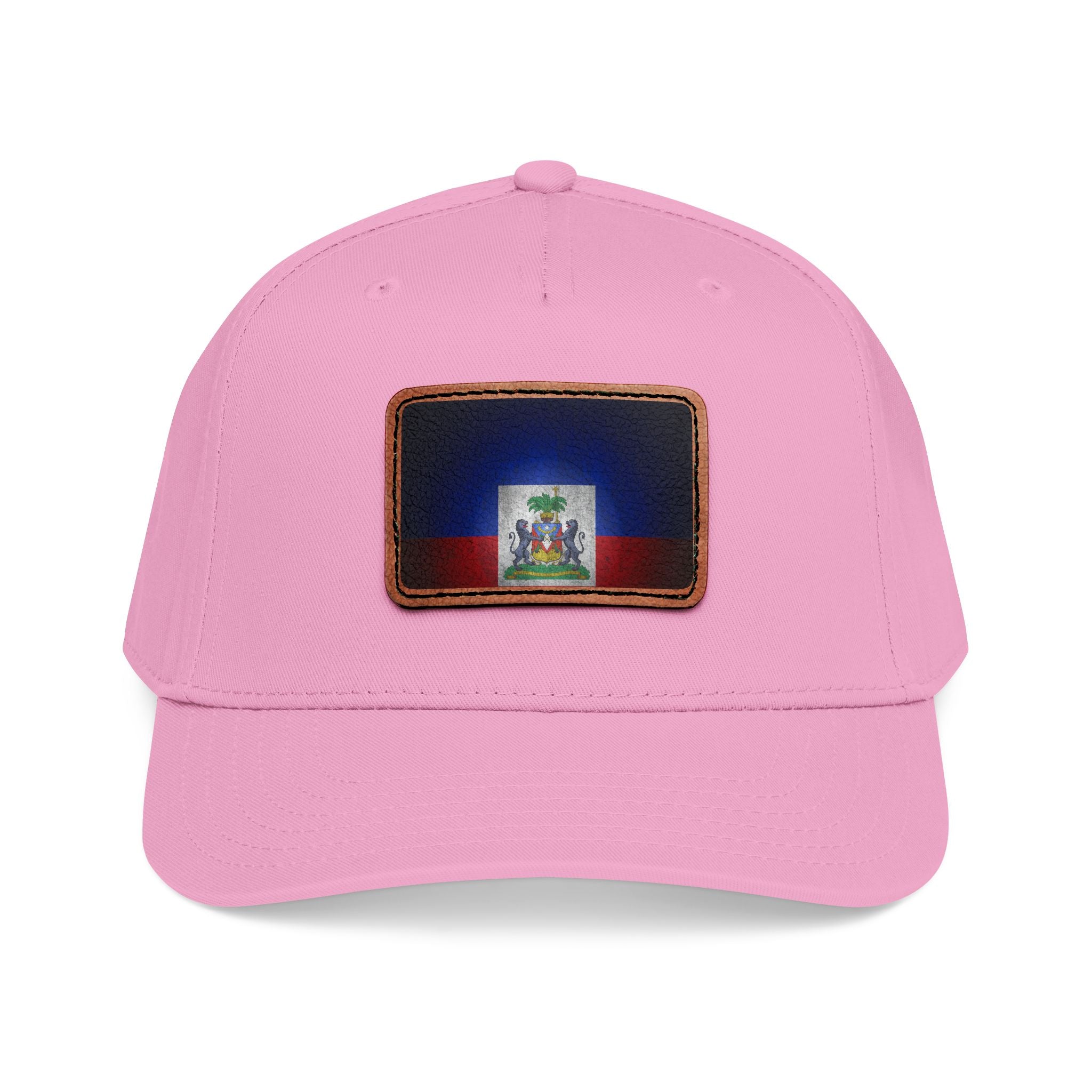 Haiti Flag Leather Patch Baseball Cap – Mid Profile Trucker Hat