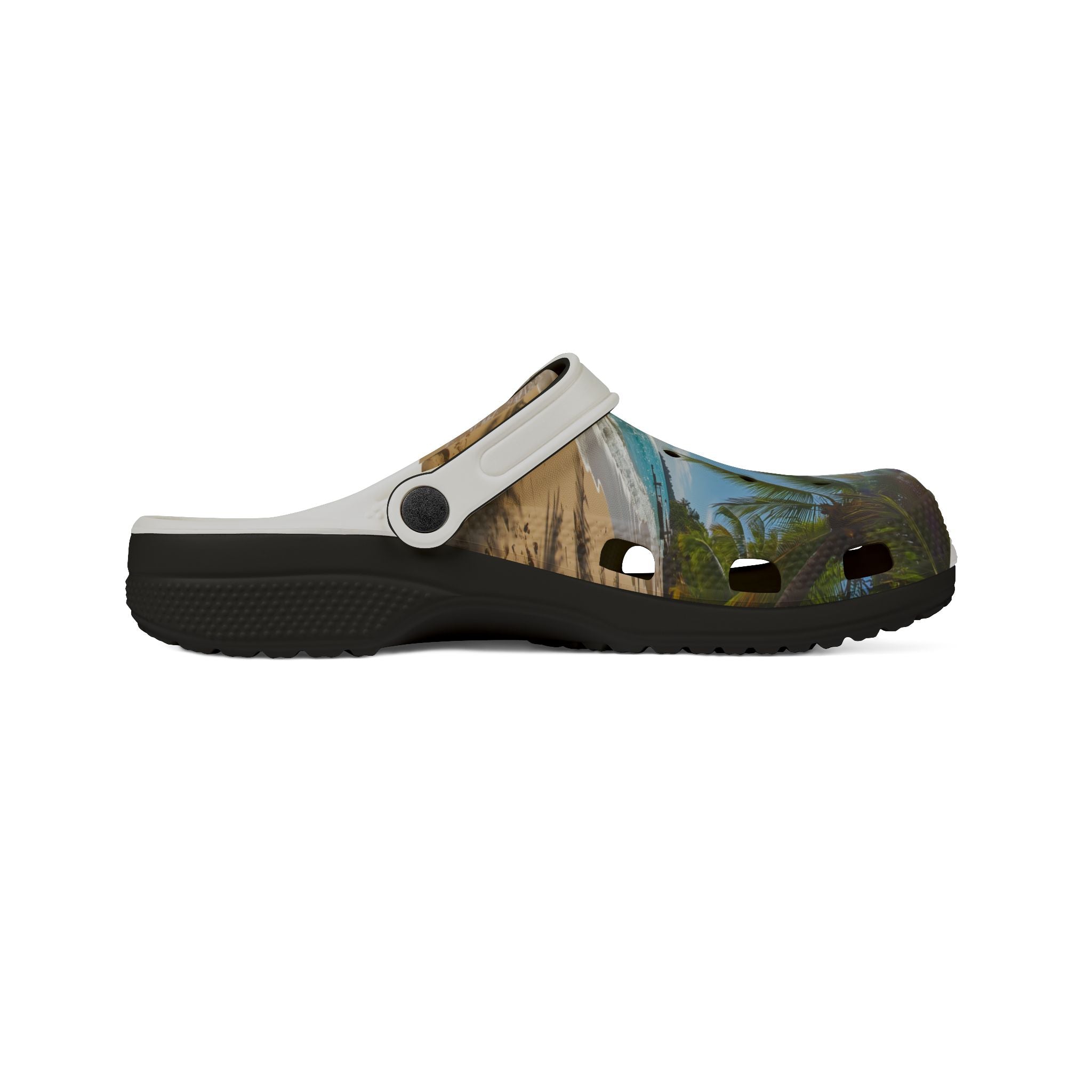 Beach Scene EVA Foam Clogs – Tropical Palm Beachprint Slip-On Shoes