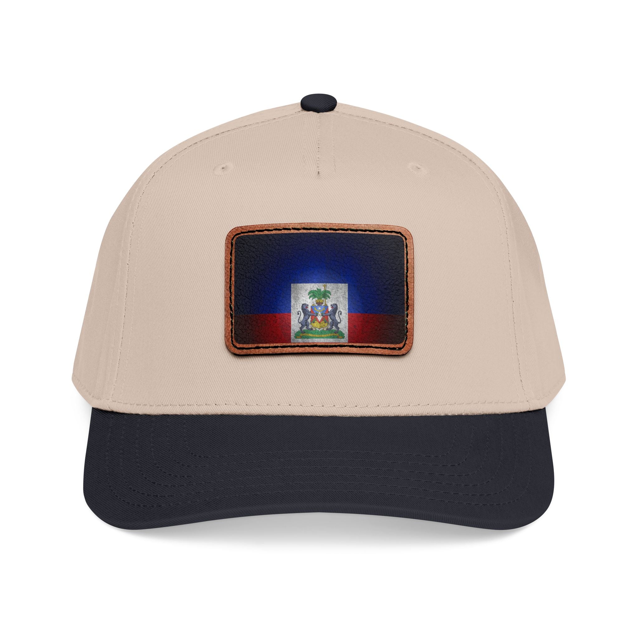 Haiti Flag Leather Patch Baseball Cap – Mid Profile Trucker Hat