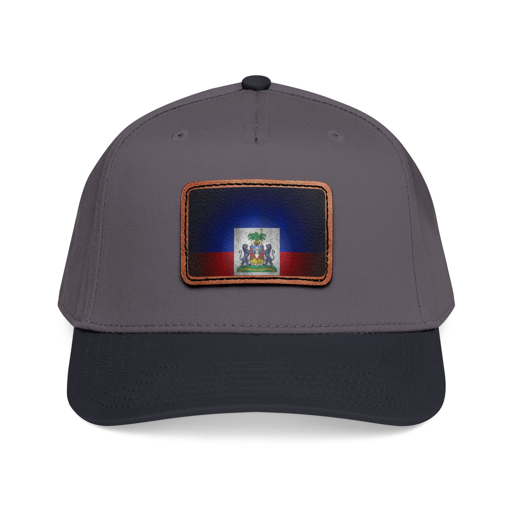 Haiti Flag Leather Patch Baseball Cap – Mid Profile Trucker Hat
