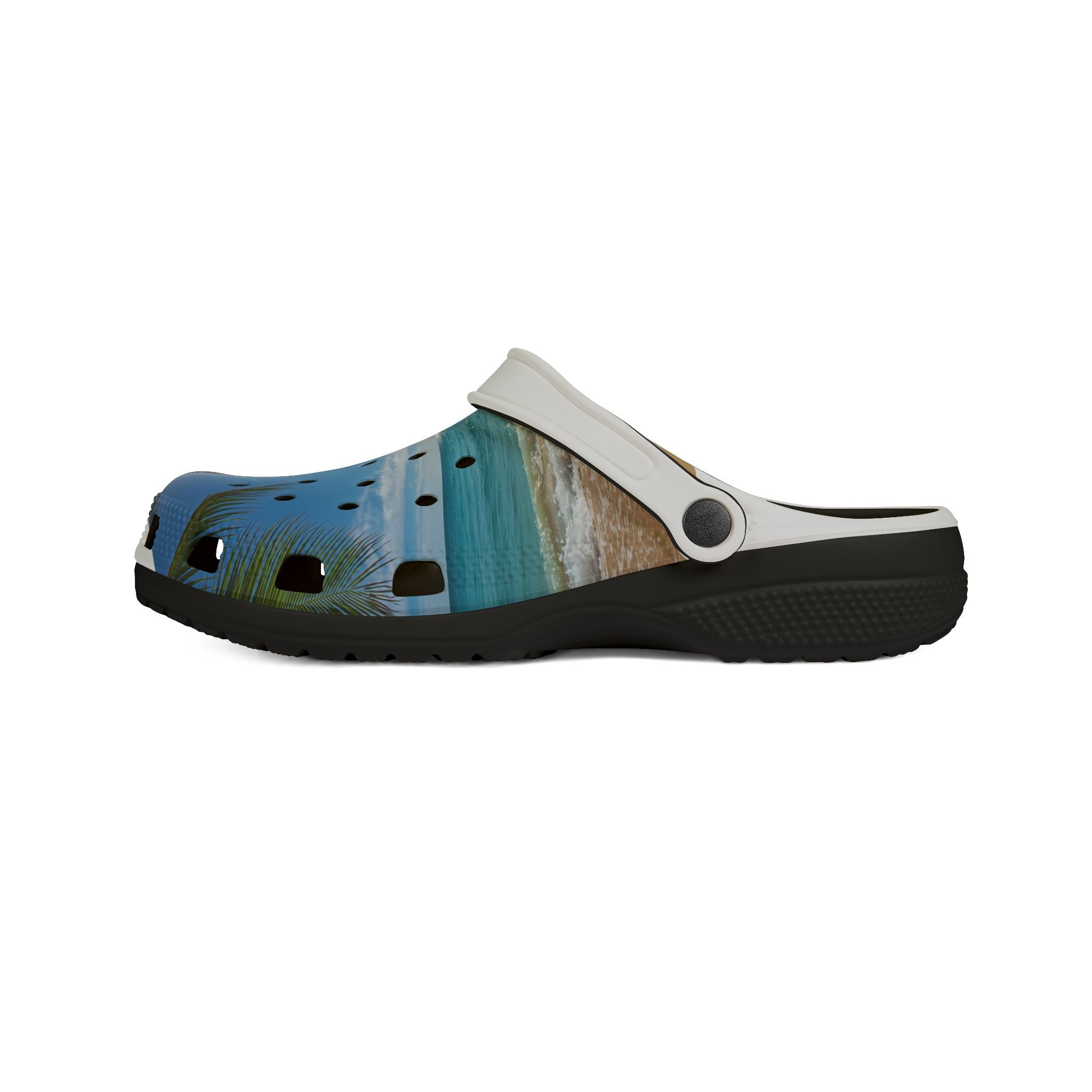 Beach Scene EVA Foam Clogs – Tropical Palm Beachprint Slip-On Shoes