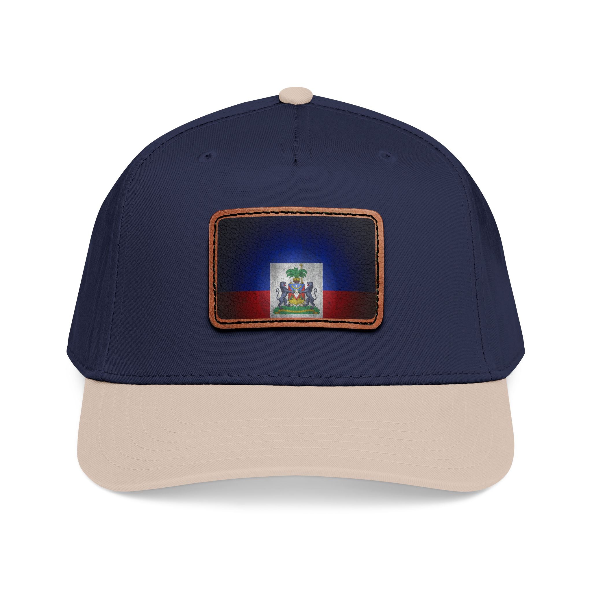 Haiti Flag Leather Patch Baseball Cap – Mid Profile Trucker Hat