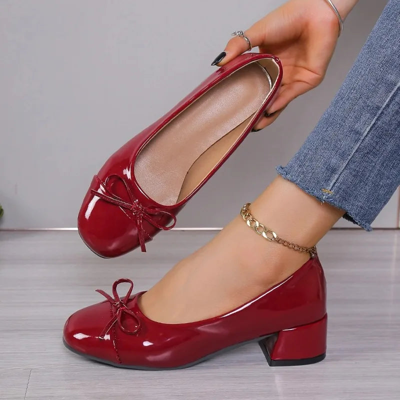 2026 Shoes Women Pumps Platform Heels Women Round Toe Bow-knot Sweet Ballet Shoes Office Woman Mary Jane Shoes Zapatos De Mujer