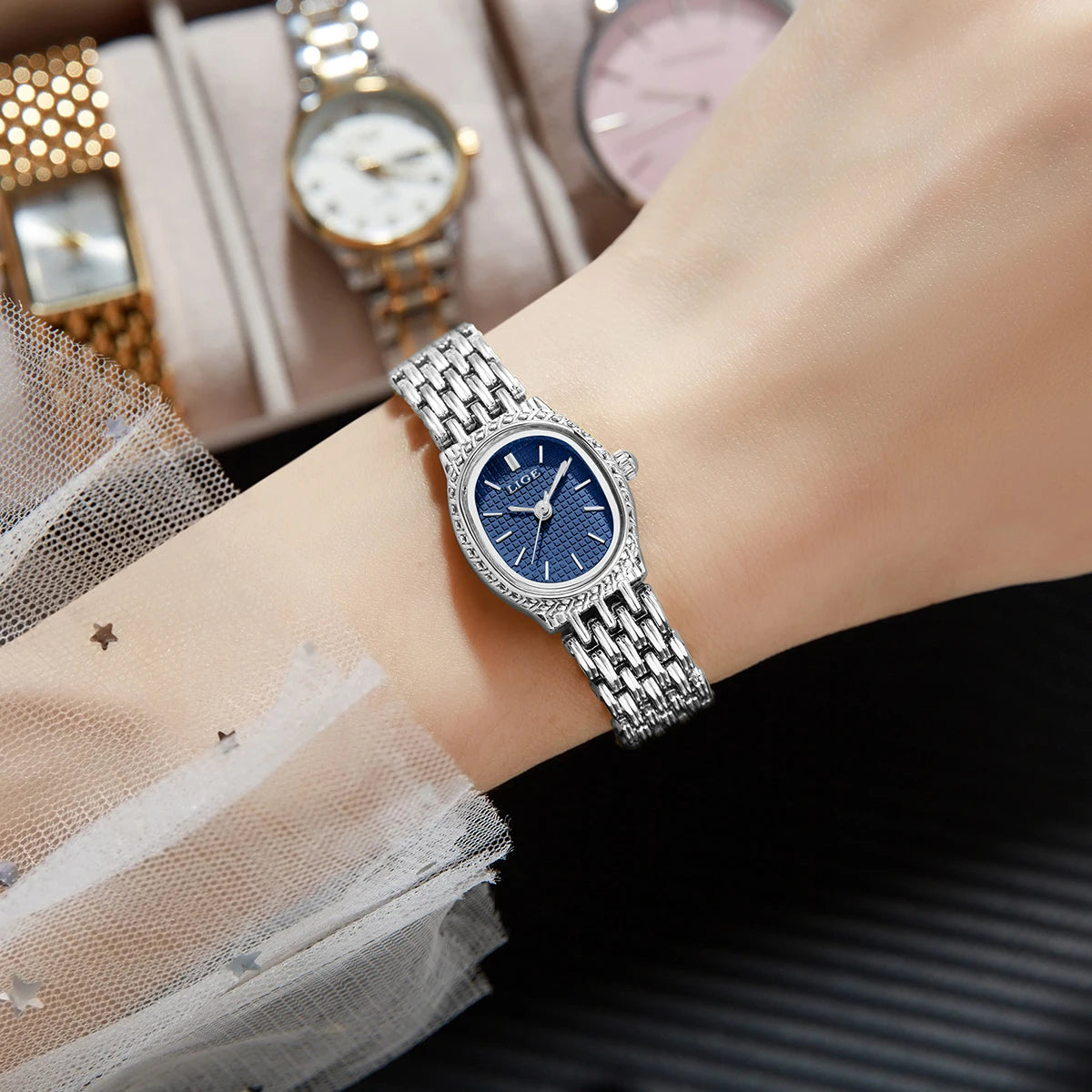 LIGE Fashion Elegant Quartz Woman Watch Classic Luxury Simple Dial Waterproof Ladies Bracelet Women&