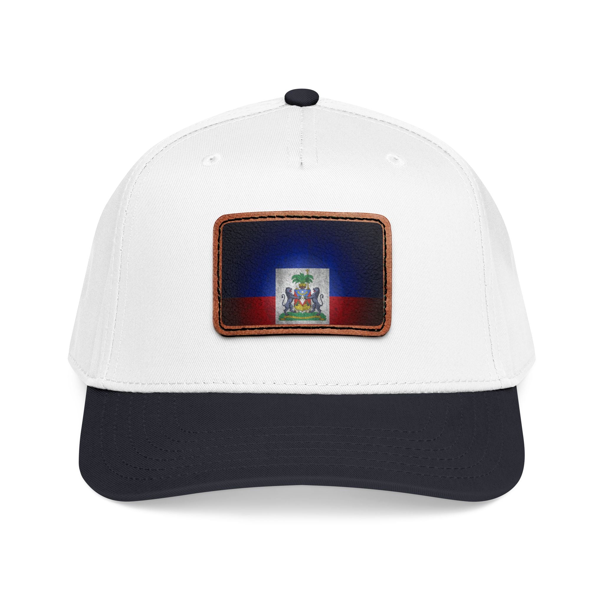 Haiti Flag Leather Patch Baseball Cap – Mid Profile Trucker Hat