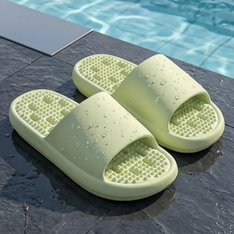 Women Summer Slippers Non Slip Quick Drying Shower Drainage Holes Soft Cushioned Breathable Beach Pool Shoes Slide Sandals