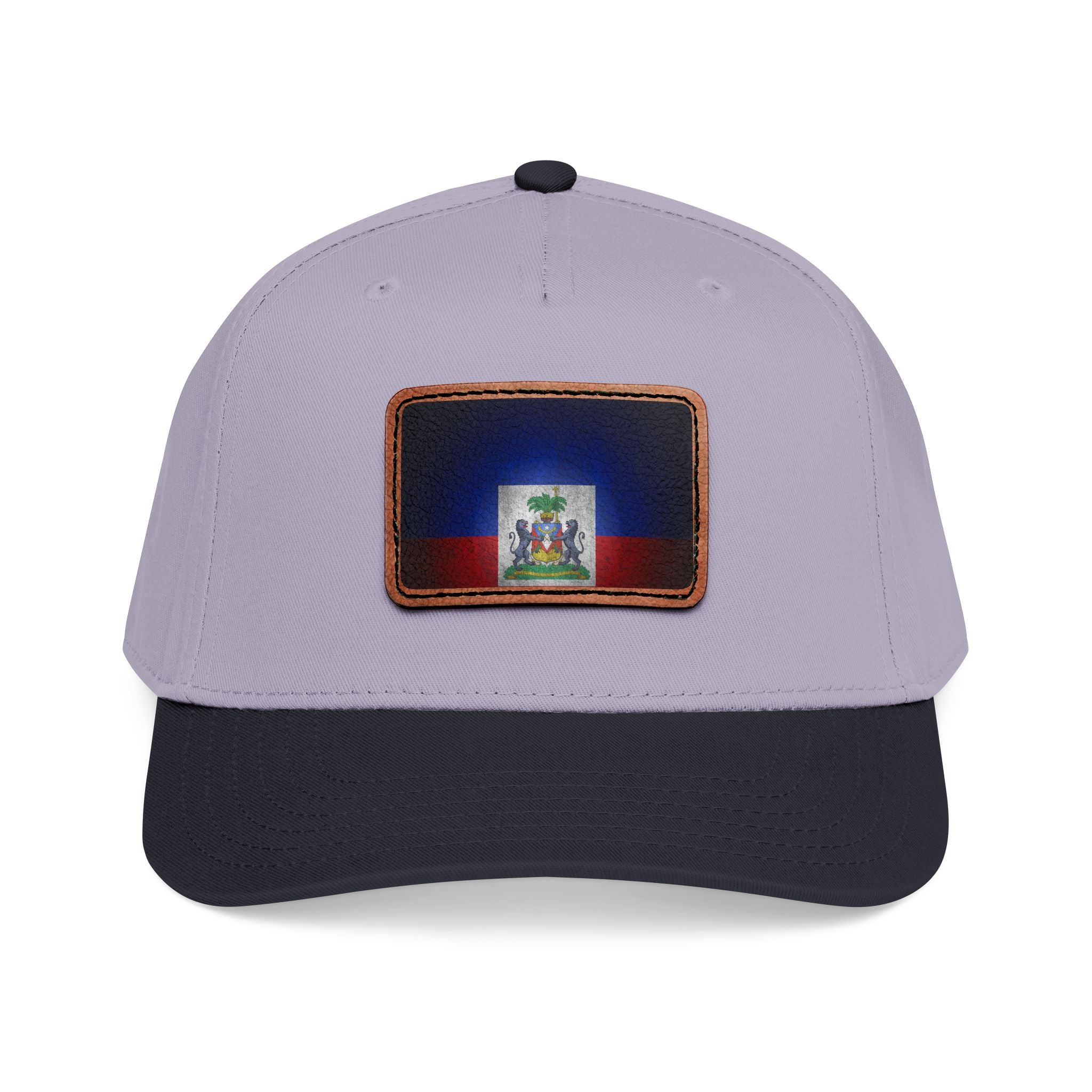 Haiti Flag Leather Patch Baseball Cap – Mid Profile Trucker Hat