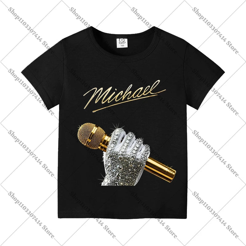 Kids Anime Cute T-shirt Summer Clothing King of Pop MJ Cotton T Shirt Michael Jackson Short Sleeve Tops Fashion Casual Tee Gifts