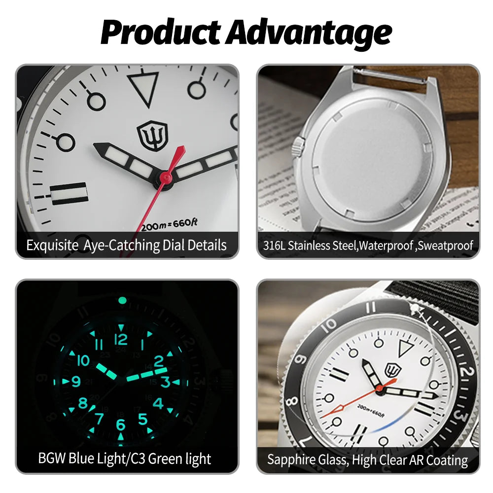 Watchdives WD1972 Quartz Watch Sapphire Luminous Men Watches VH31 Sweep Seconds Movement 20Bar Waterproof Watches with Gift Box