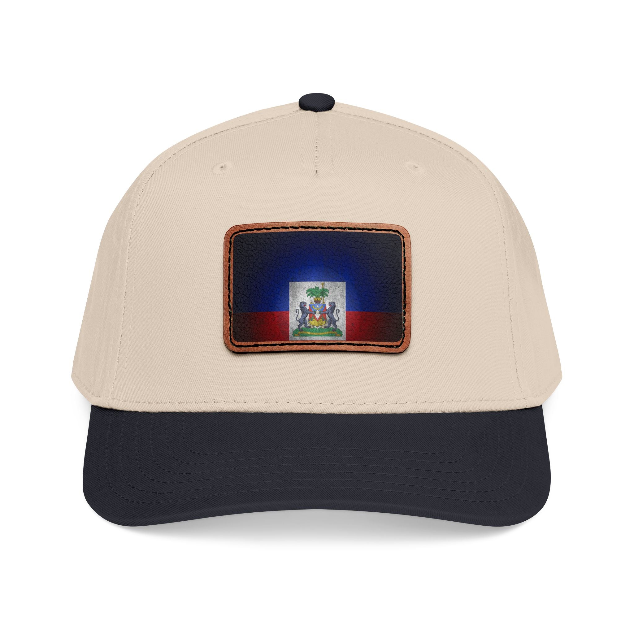 Haiti Flag Leather Patch Baseball Cap – Mid Profile Trucker Hat