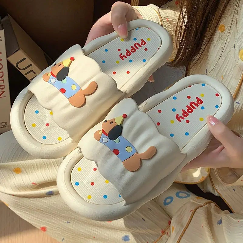 Cartoon Hot Dog Slippers for Women - Soft Anti-Slide Indoor/Outdoor Summer Sandals, Cute Couple Home Shoes