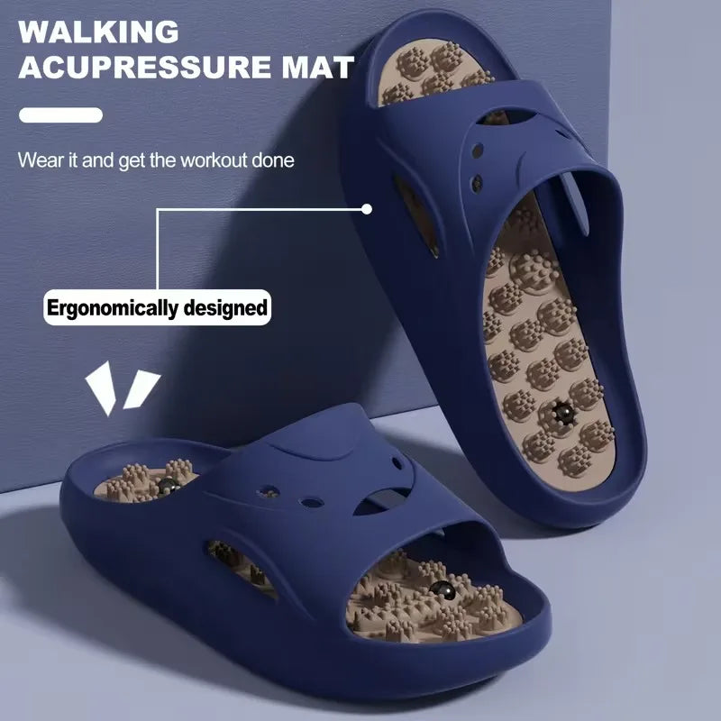 Women Men EVA Massage Slippers Thick Sole Bathroom Slides Non Slip Shower Sandals Soft Cushion Home Indoor Outdoor Beach Shoes