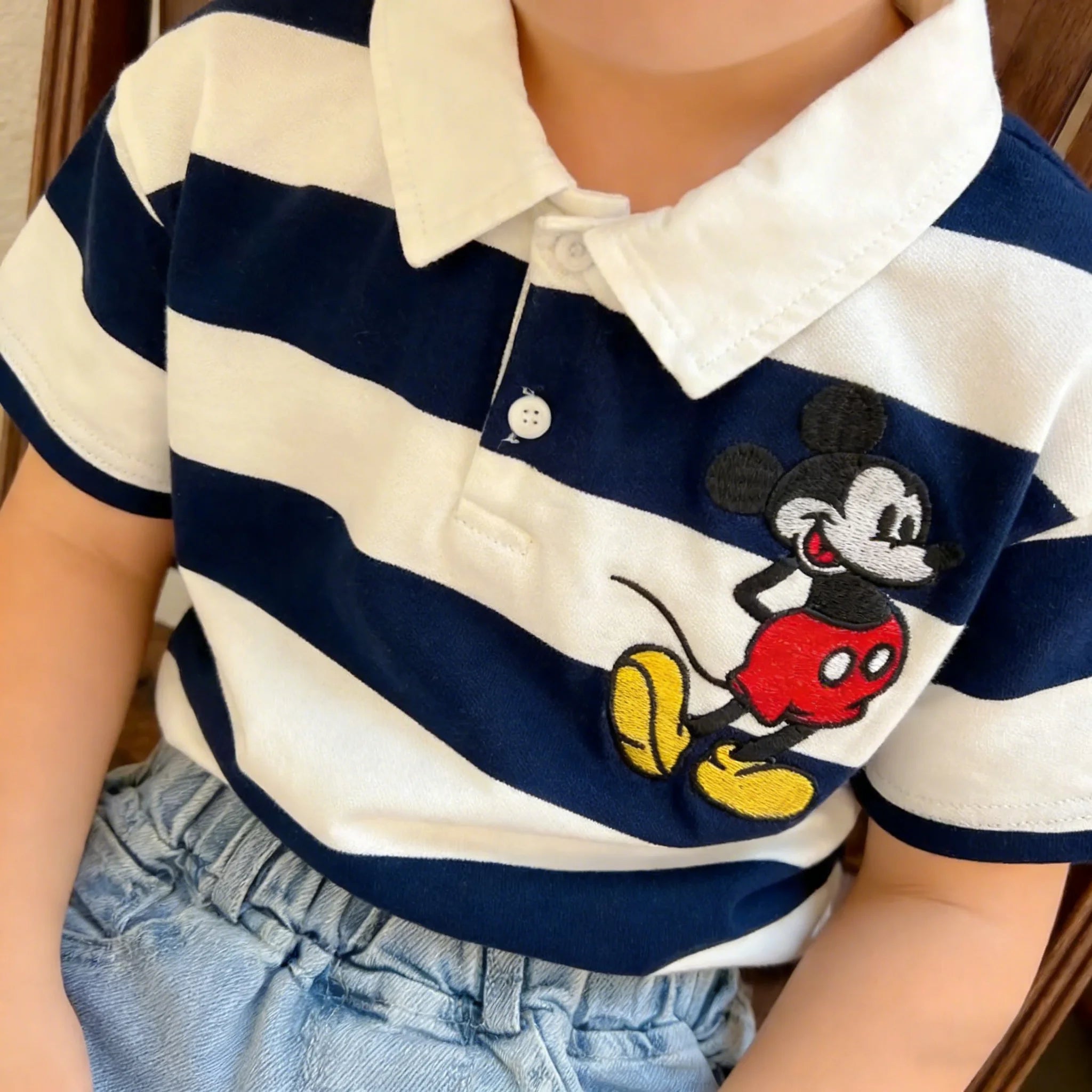 Mickey Mouse Short Sleeve Clothes Set For Kid 2026 Spring Summer Baby Boy Girl Polo Shirt+Jeans 2PCE Children Clothing Tracksuit