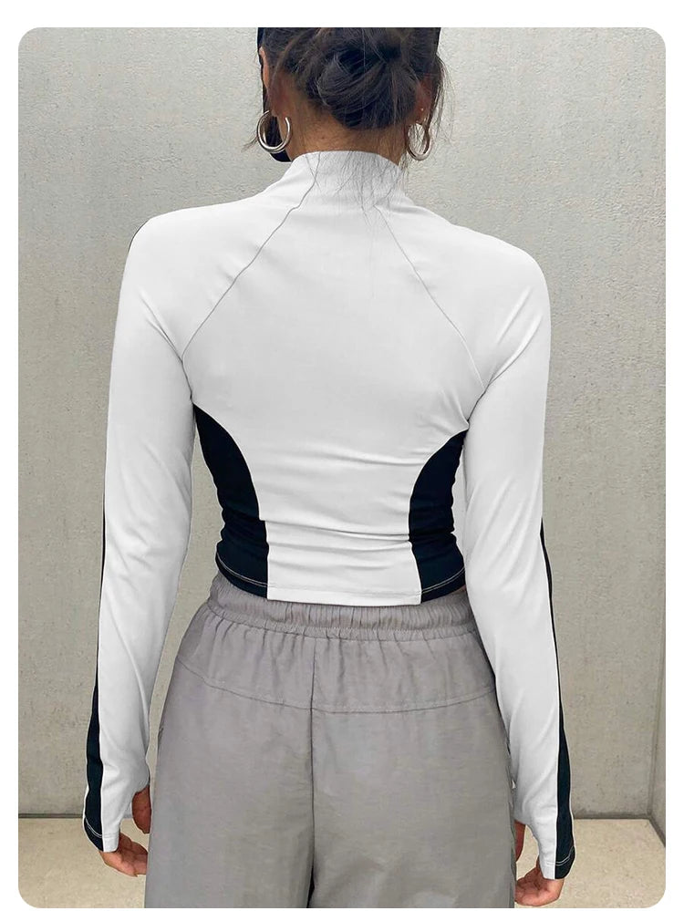 Yoga Clothes Stand Up Collar Jacket Outdoor Sports Long Sleeved Women Slim Quick Dry Zipper Cardigan Running Fitness Jacket Top