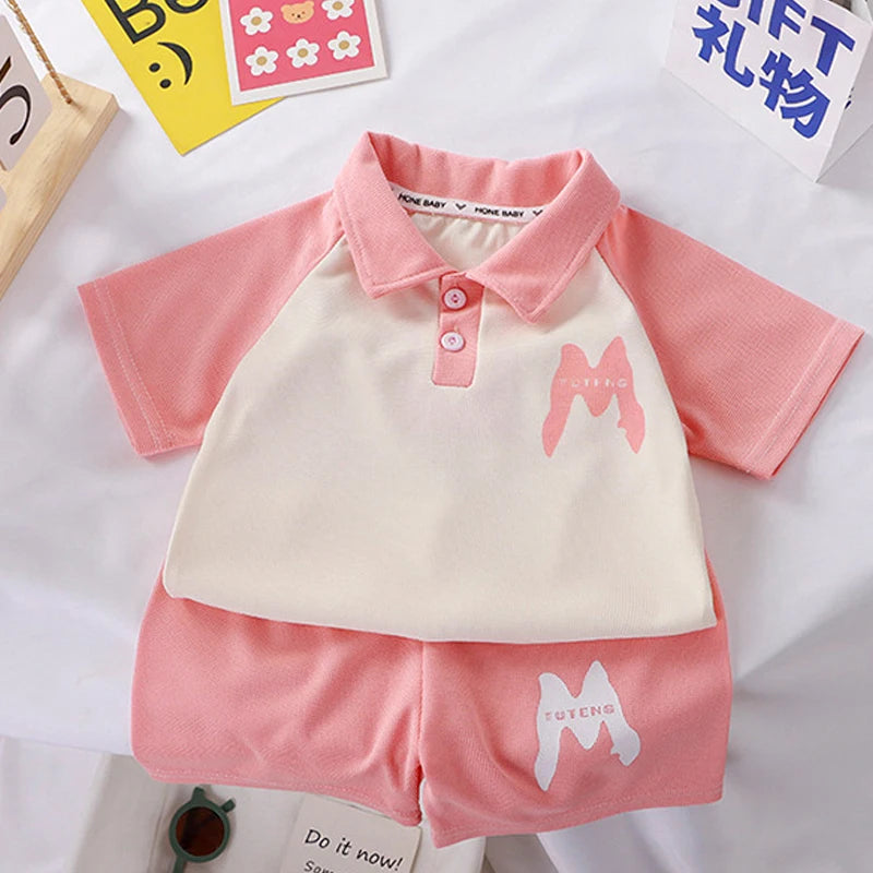 Children Clothing  Kids Clothes Quick Drying Polo Shirt Sets Boys T-shirt Shorts Summer Cotton Short Sleeve Fashion Suit2PCS