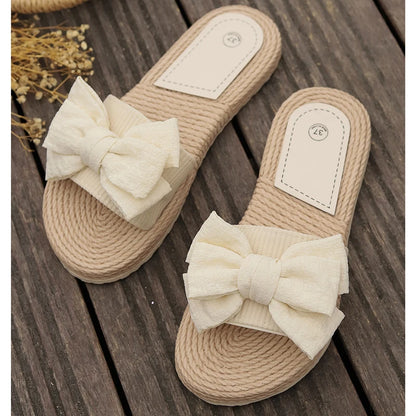 Flat Slippers Women Cloud Flip Flop Bow Knot Outdoor Indoor Summer Soft Sandal Slides Ladies House Home Shoe EVA Footwear