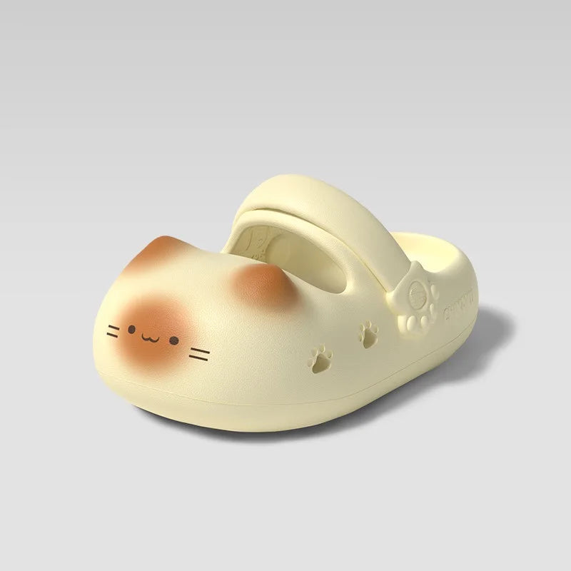 New creative black cat slippers for women summer soft cloud mules clogs woman strap sandal shoes cute kitty mary jane EVA sliper