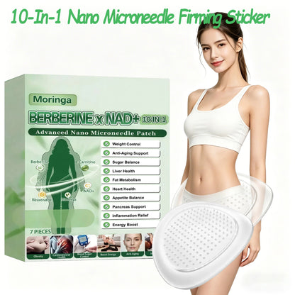 10 In 1 Overnight Microneedle Patch Natural Moringa Berberine NAD Plus Firming Skin Care Soluble Micro Darts Tightening Skincare