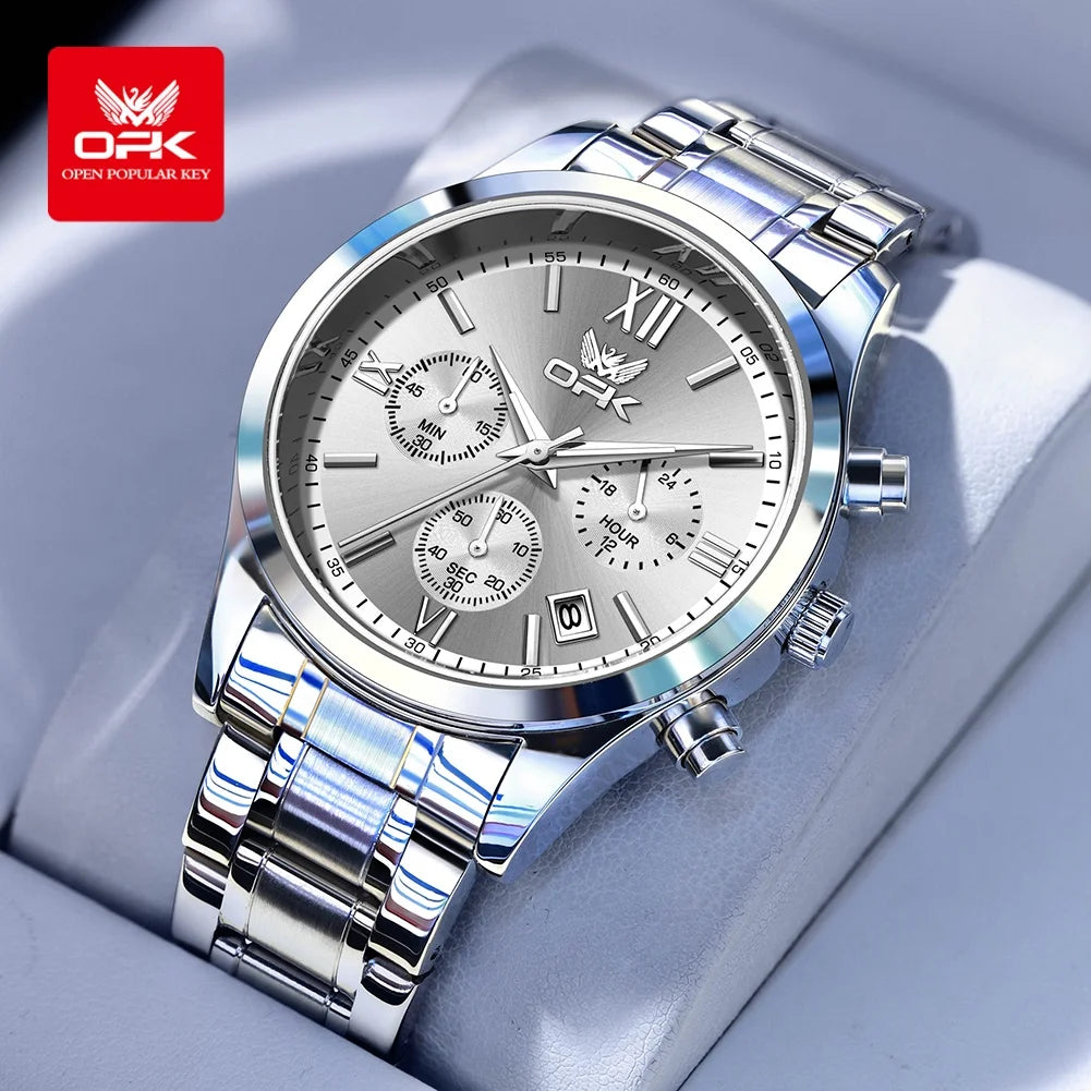 OPK 6052 Mens Watch Automatic Date Stainless steel Band High Quality Men&