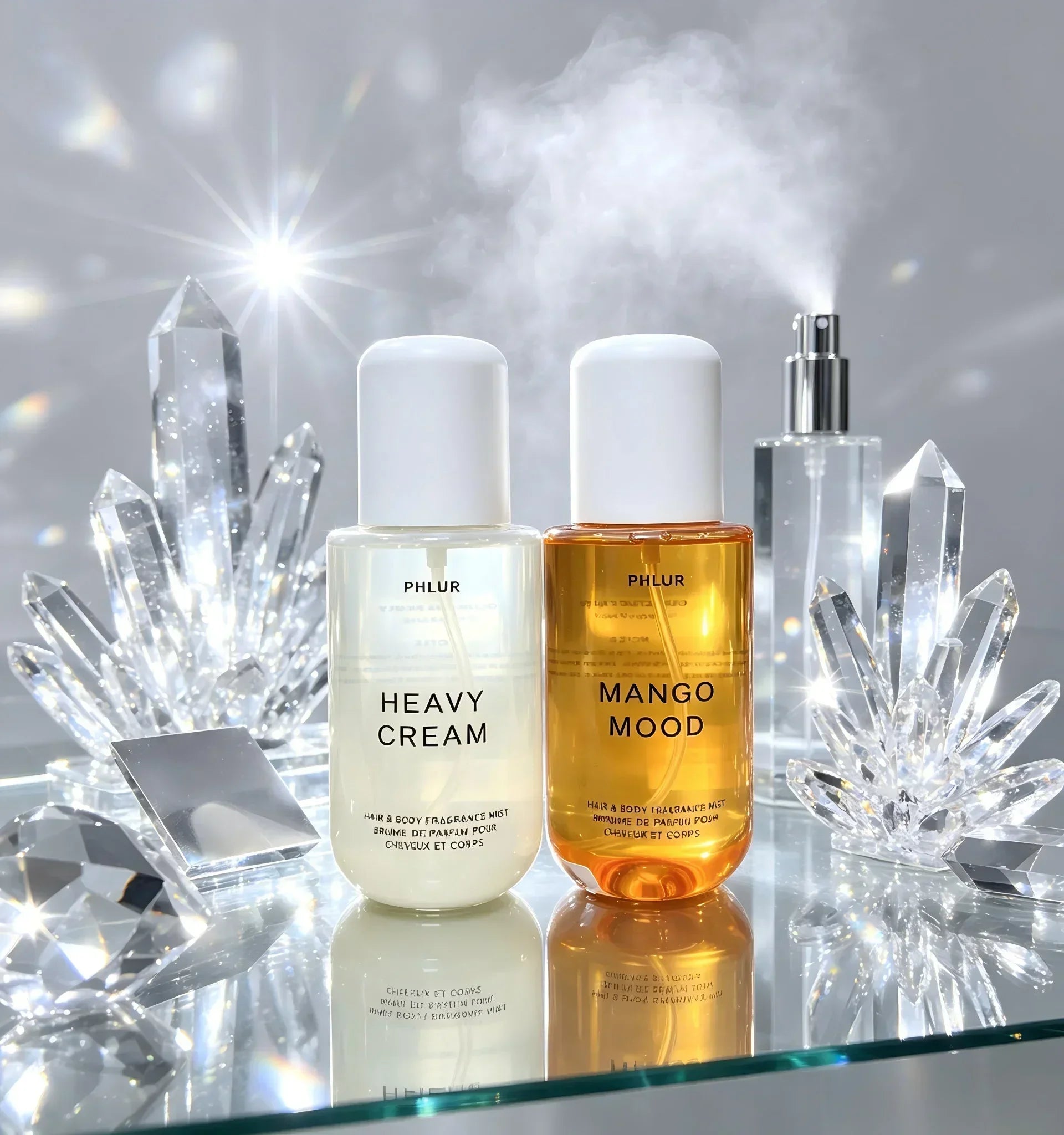 Phlur Heavy Cream + Mango Mood 50ML Hair &amp; Body Fragrance Mist Set, 2 Pack Perfume Spray Bundle