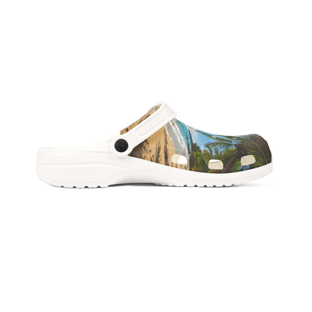 Beach Scene EVA Foam Clogs – Tropical Palm Beachprint Slip-On Shoes