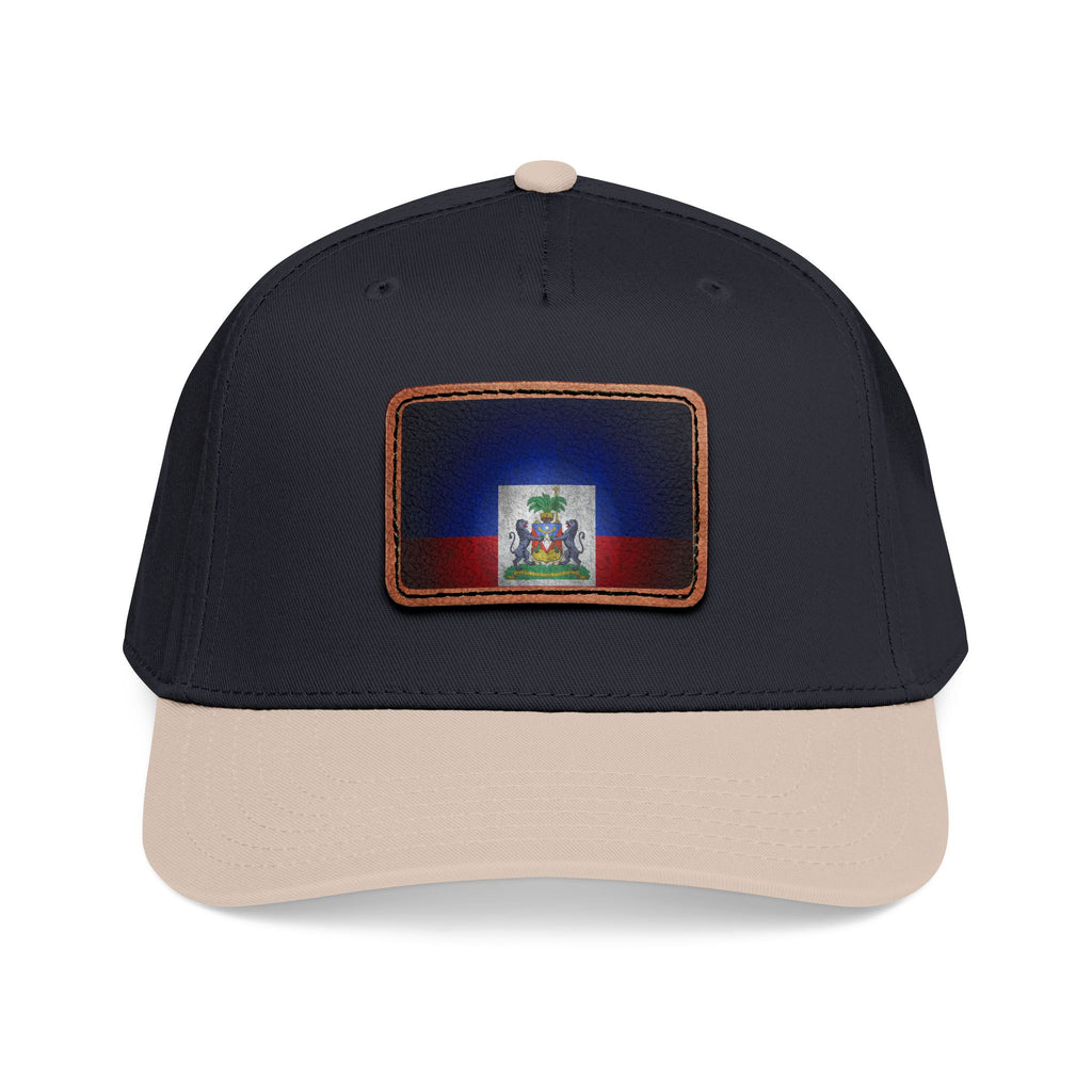 Haiti Flag Leather Patch Baseball Cap – Mid Profile Trucker Hat