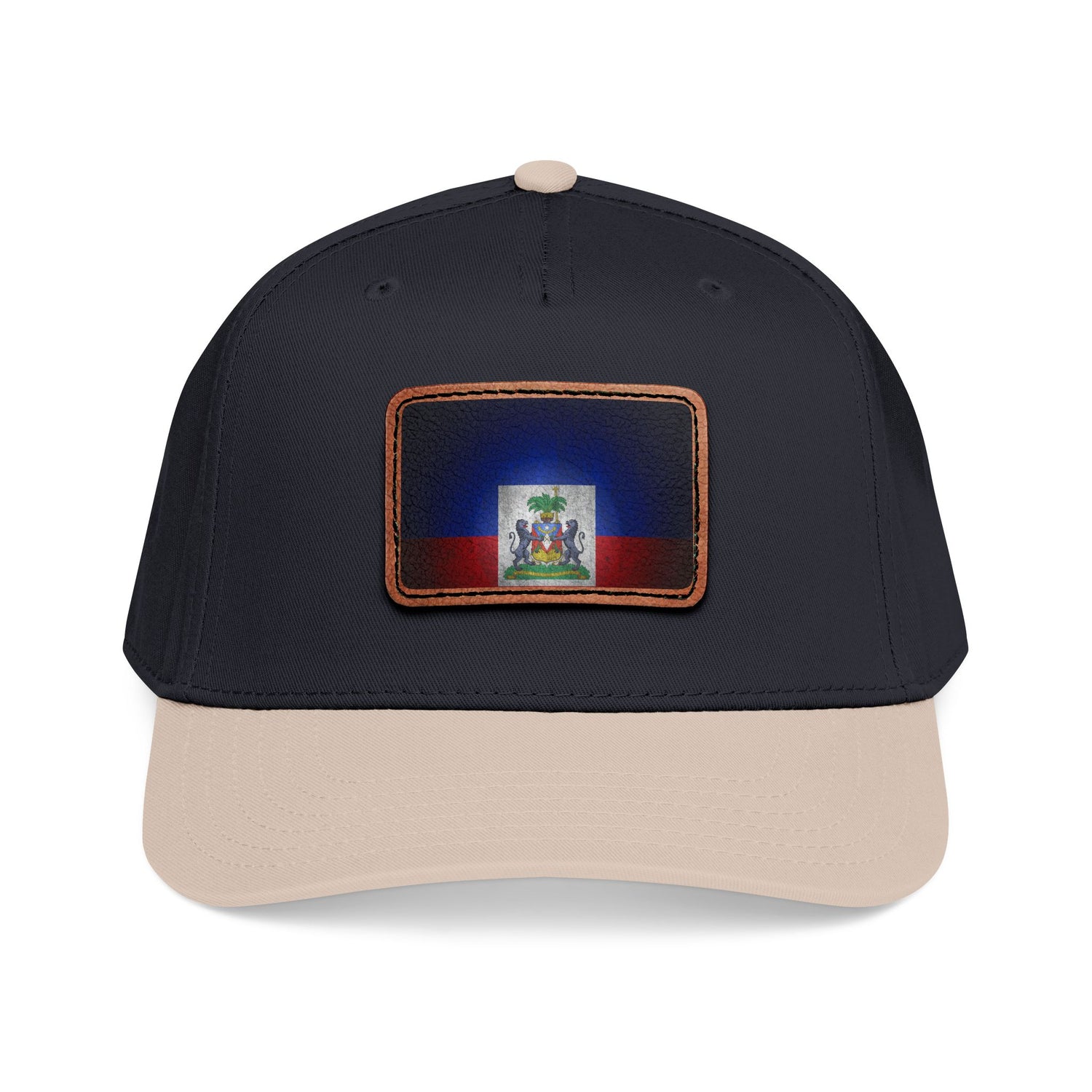 Haiti Flag Leather Patch Baseball Cap – Mid Profile Trucker Hat