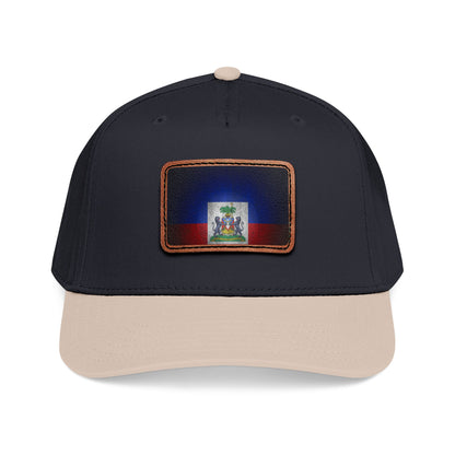 Haiti Flag Leather Patch Baseball Cap – Mid Profile Trucker Hat