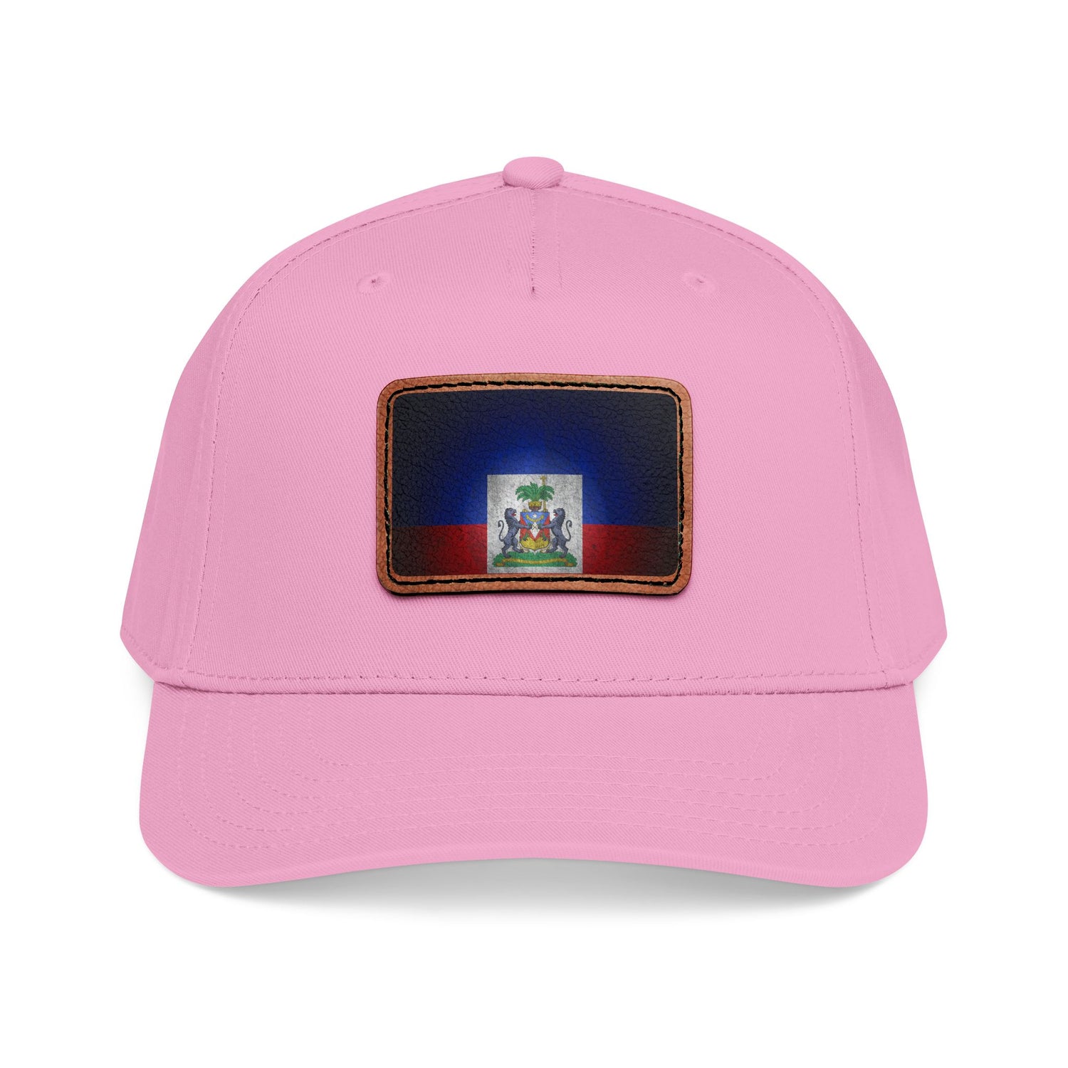 Haiti Flag Leather Patch Baseball Cap – Mid Profile Trucker Hat