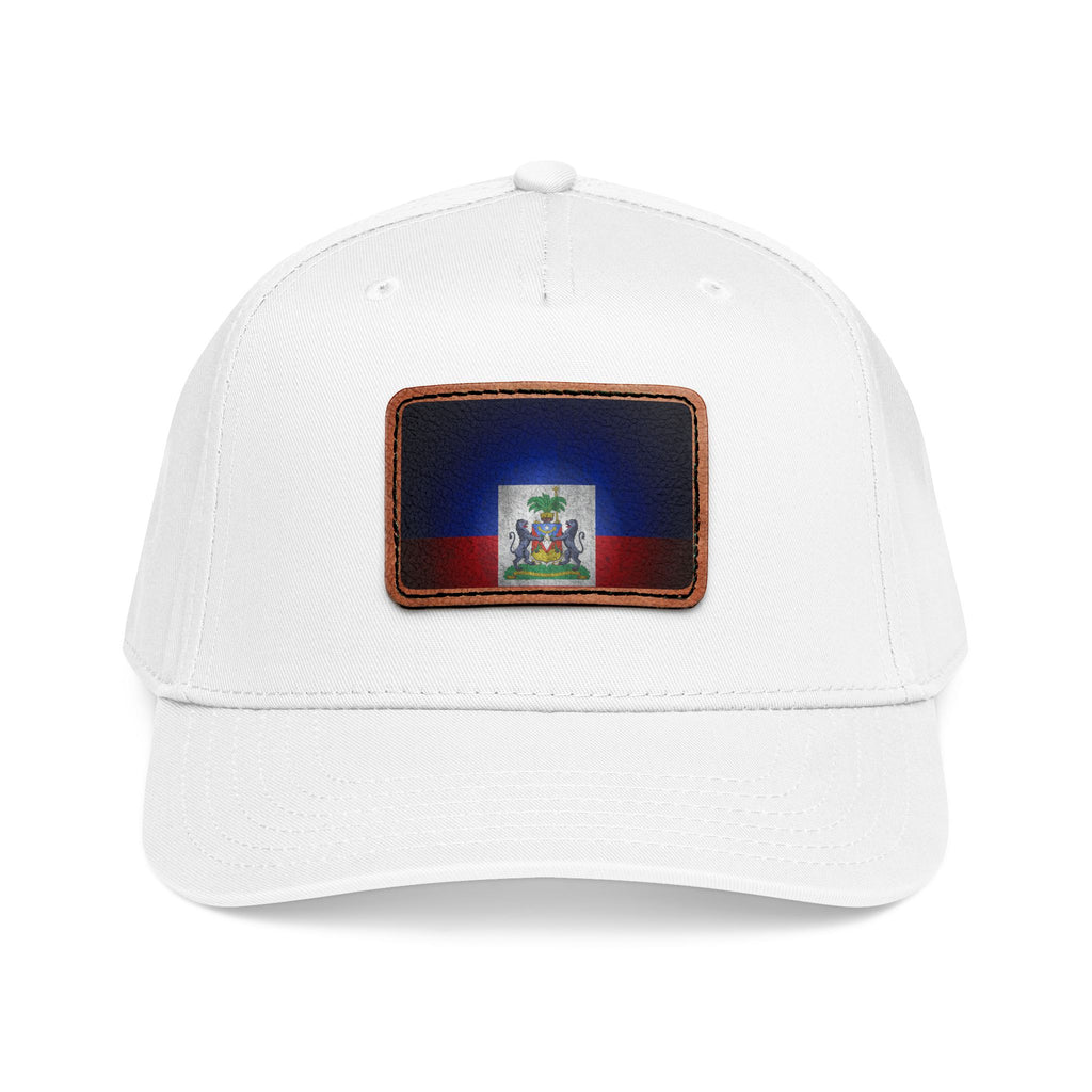 Haiti Flag Leather Patch Baseball Cap – Mid Profile Trucker Hat