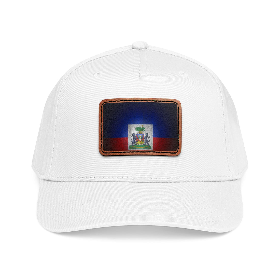 Haiti Flag Leather Patch Baseball Cap – Mid Profile Trucker Hat