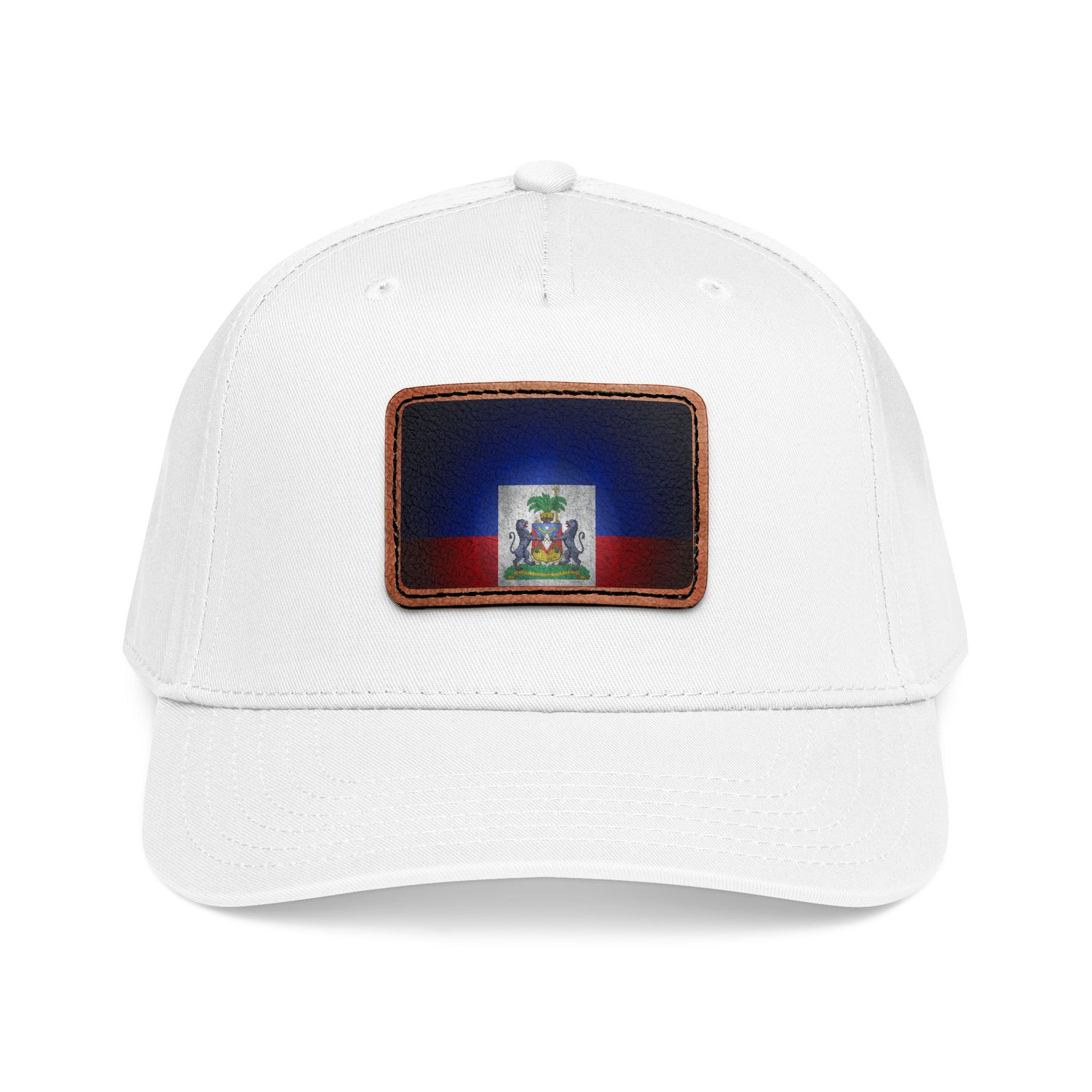 Haiti Flag Leather Patch Baseball Cap – Mid Profile Trucker Hat
