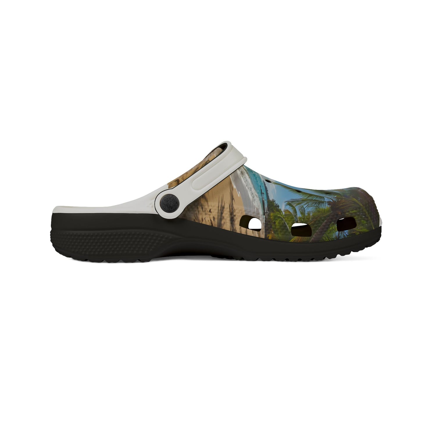 Beach Scene EVA Foam Clogs – Tropical Palm Beachprint Slip-On Shoes
