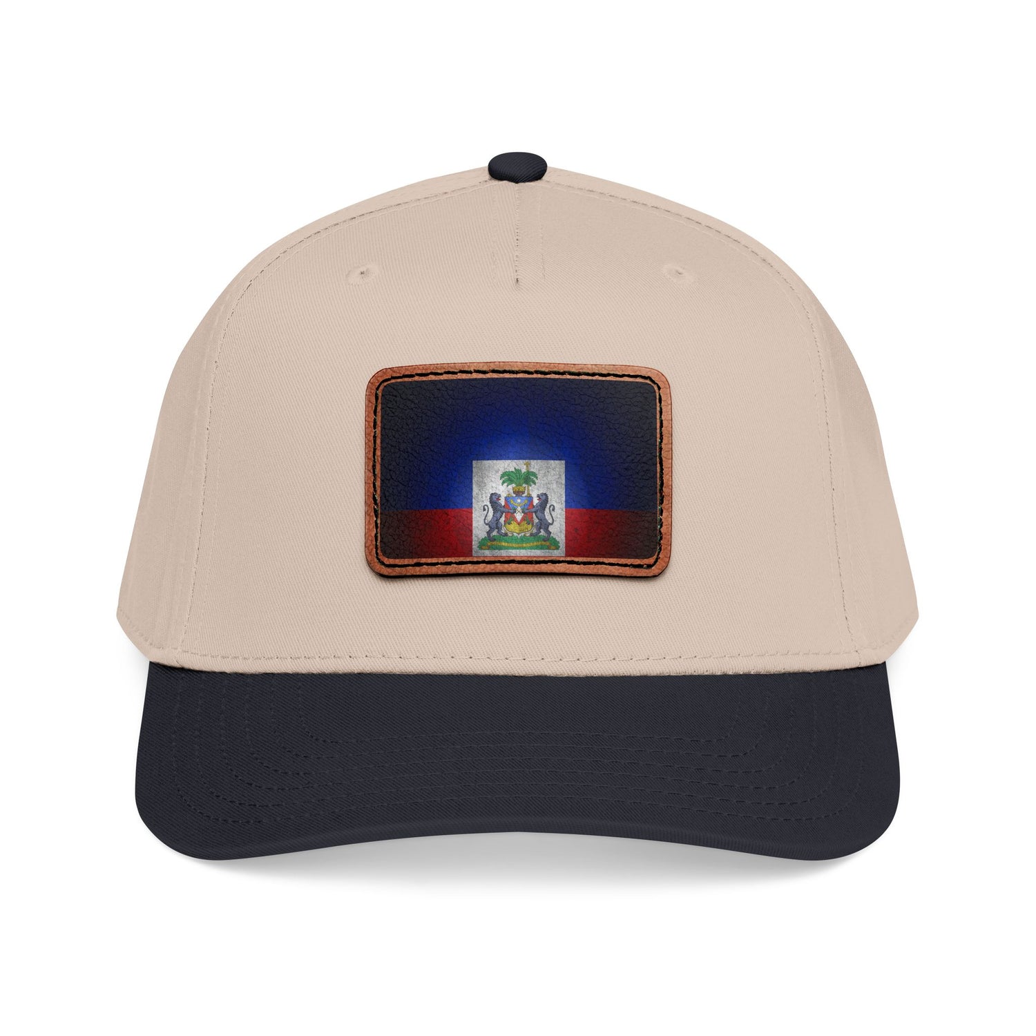 Haiti Flag Leather Patch Baseball Cap – Mid Profile Trucker Hat