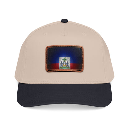 Haiti Flag Leather Patch Baseball Cap – Mid Profile Trucker Hat