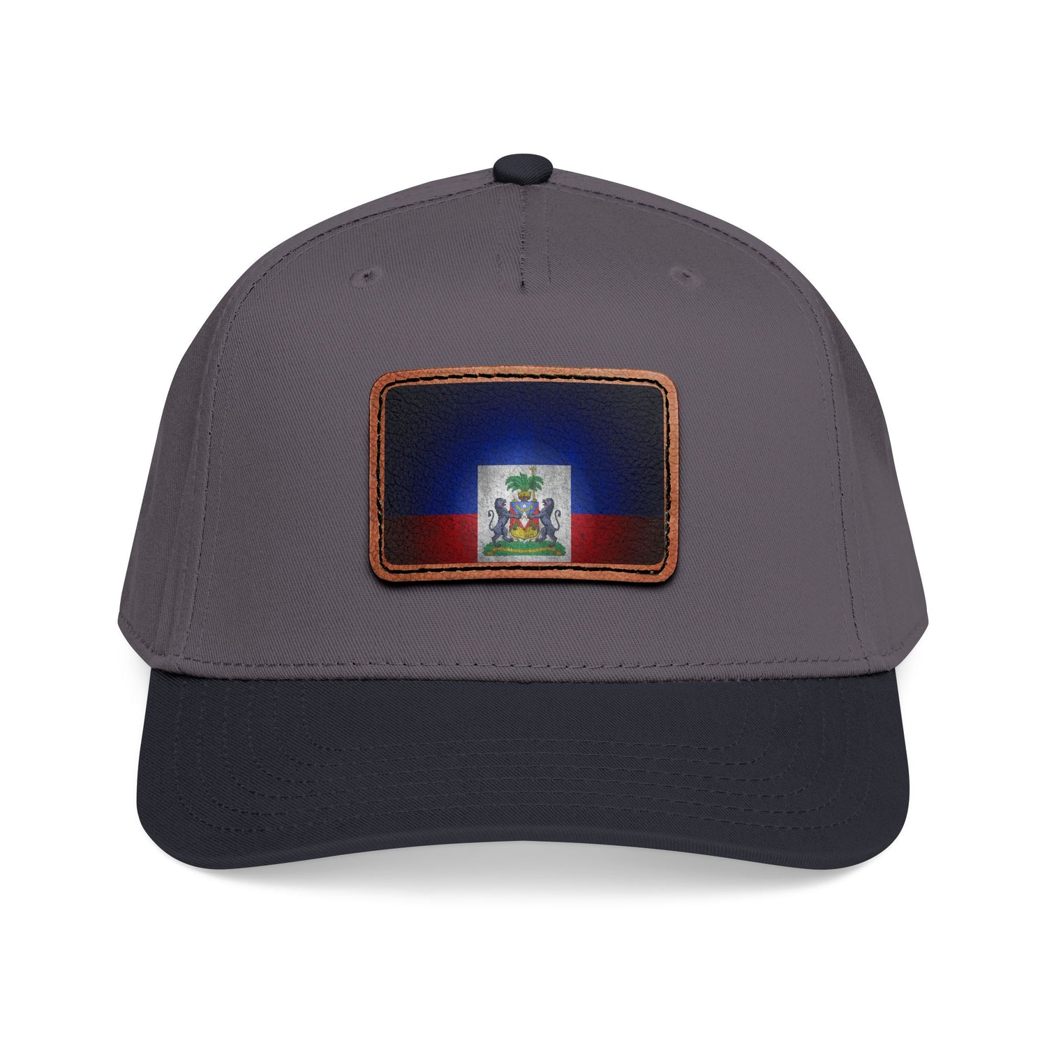 Haiti Flag Leather Patch Baseball Cap – Mid Profile Trucker Hat