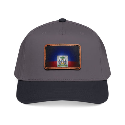 Haiti Flag Leather Patch Baseball Cap – Mid Profile Trucker Hat