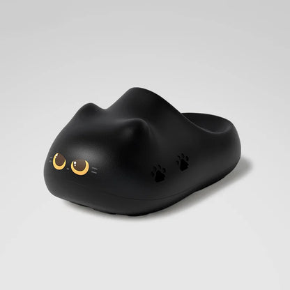 New creative black cat slippers for women summer soft cloud mules clogs woman strap sandal shoes cute kitty mary jane EVA sliper