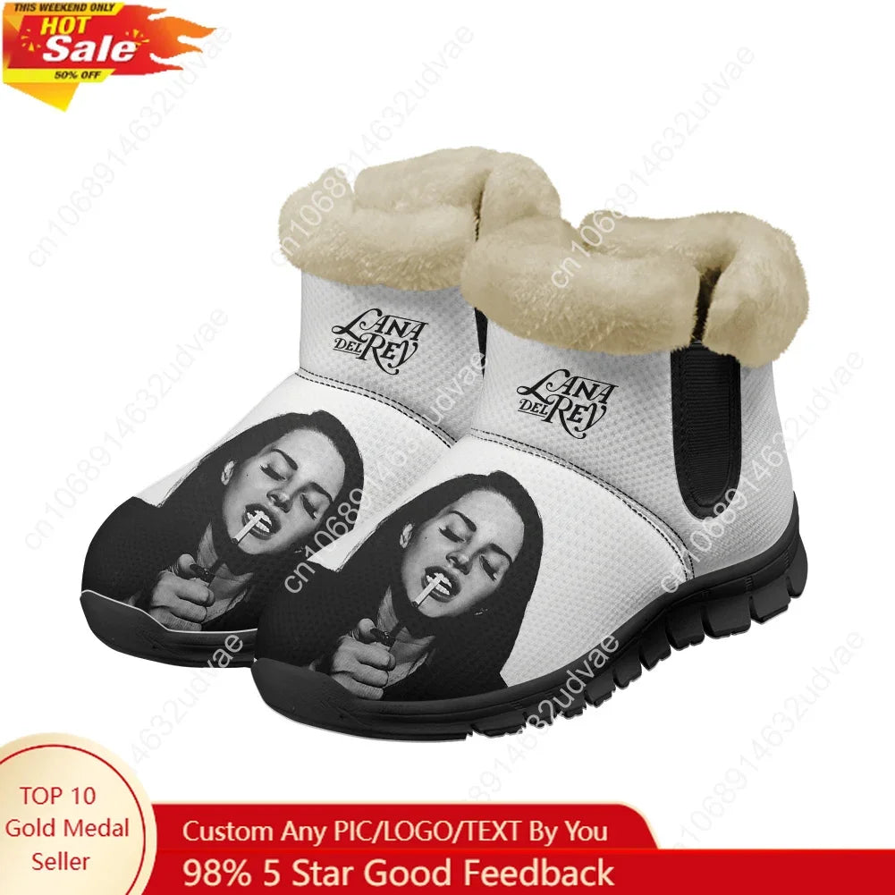 Lana Del Rey Singer Plush Shoes Boots Mens Womens Keep Warm Sneakers Durable Boot Casual Couple Sports Customized Sneaker Black