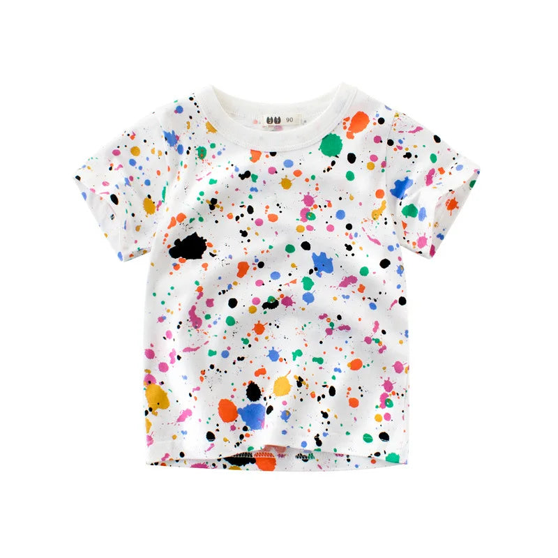 OLEKID 2025 Summer Children Boys Clothing Printed Cartoon Boys T-Shirts 2-8 Years Kids Baby Boy Tops Short Sleeve Toddler Tees