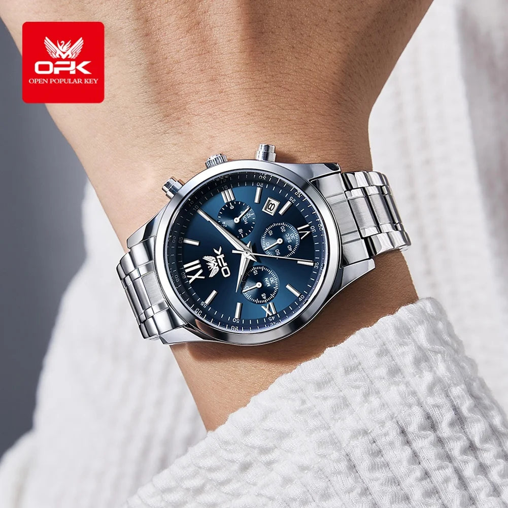 OPK 6052 Mens Watch Automatic Date Stainless steel Band High Quality Men&