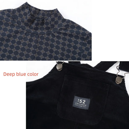 AP AW26 Navy Blue Corduroy Collection Kids Boy Girl Fashion Geometric Print shirt Family Matching Clothing Dress Top Jumper
