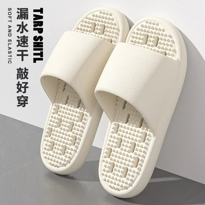 Bathroom bath anti-slip slippers, all-season indoor home leakage quick-drying thick-soled massage breathable cooling slippers
