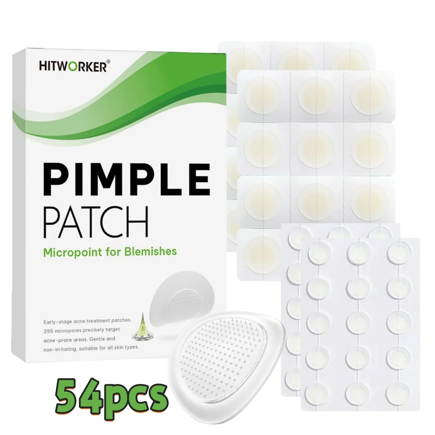 27/54/81-Piece HITWORKER Acne Patches - Infused with Salicylic Acid, Tea Tree Oil &amp; Calendula Oil | For Acne &amp; Blemishes, Residu