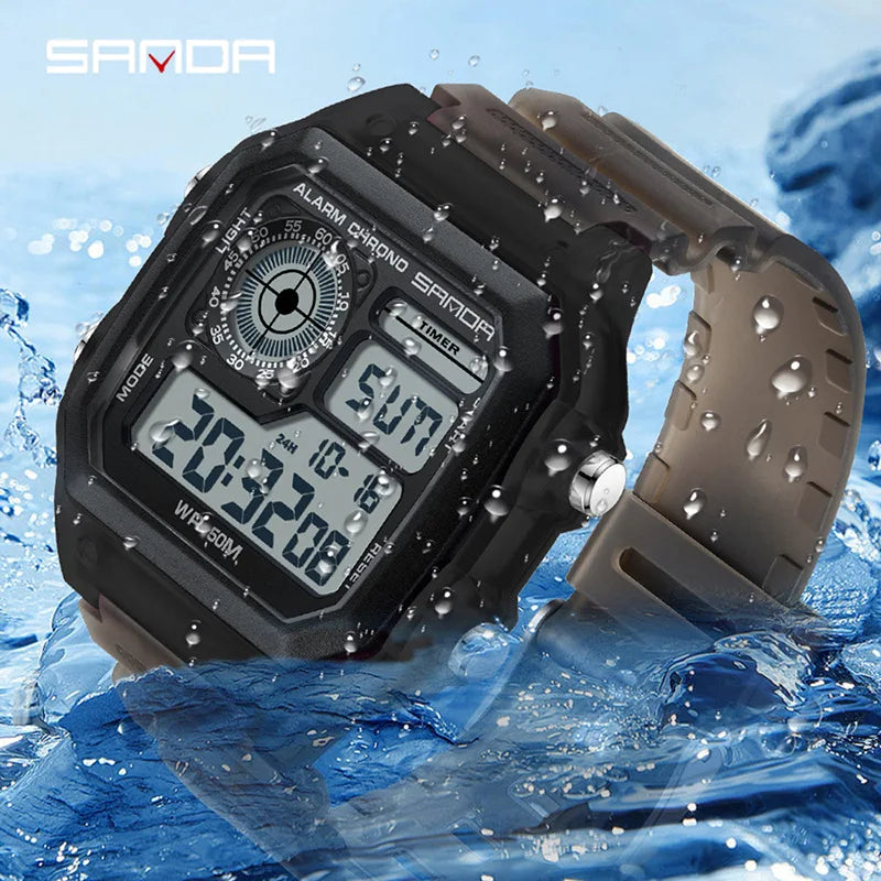 Fashyion Sanda Top Brand Led Digital Sport Chronograph Date Lady Tpu Band Week 50m Waterproof Female Electronic Gift Watches