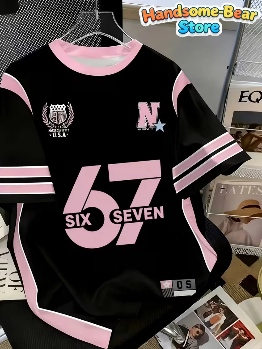 67 Meme T-Shirt for Kids Funny Digital 3D Print Number 67 Football Jersey T Shirt Loose Jersey Style Fashion Children's Clothing