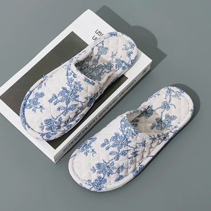 Home Indoor Slippers Soft Bottom Antislip Women Slippers Fashion Cotton Floral Floor Shoes Warm Lightweight Bedroom Slippers